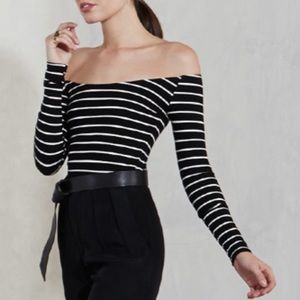 Reformation off the shoulder striped top. Size S